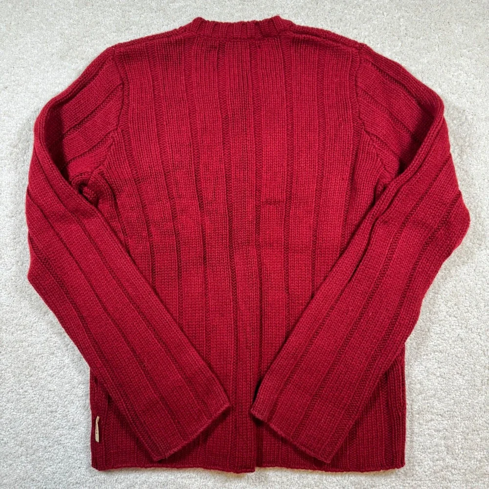 Abercrombie Sweater Mens L Red Vintage Muscle V-Neck Ribbed Wool Blend Knit